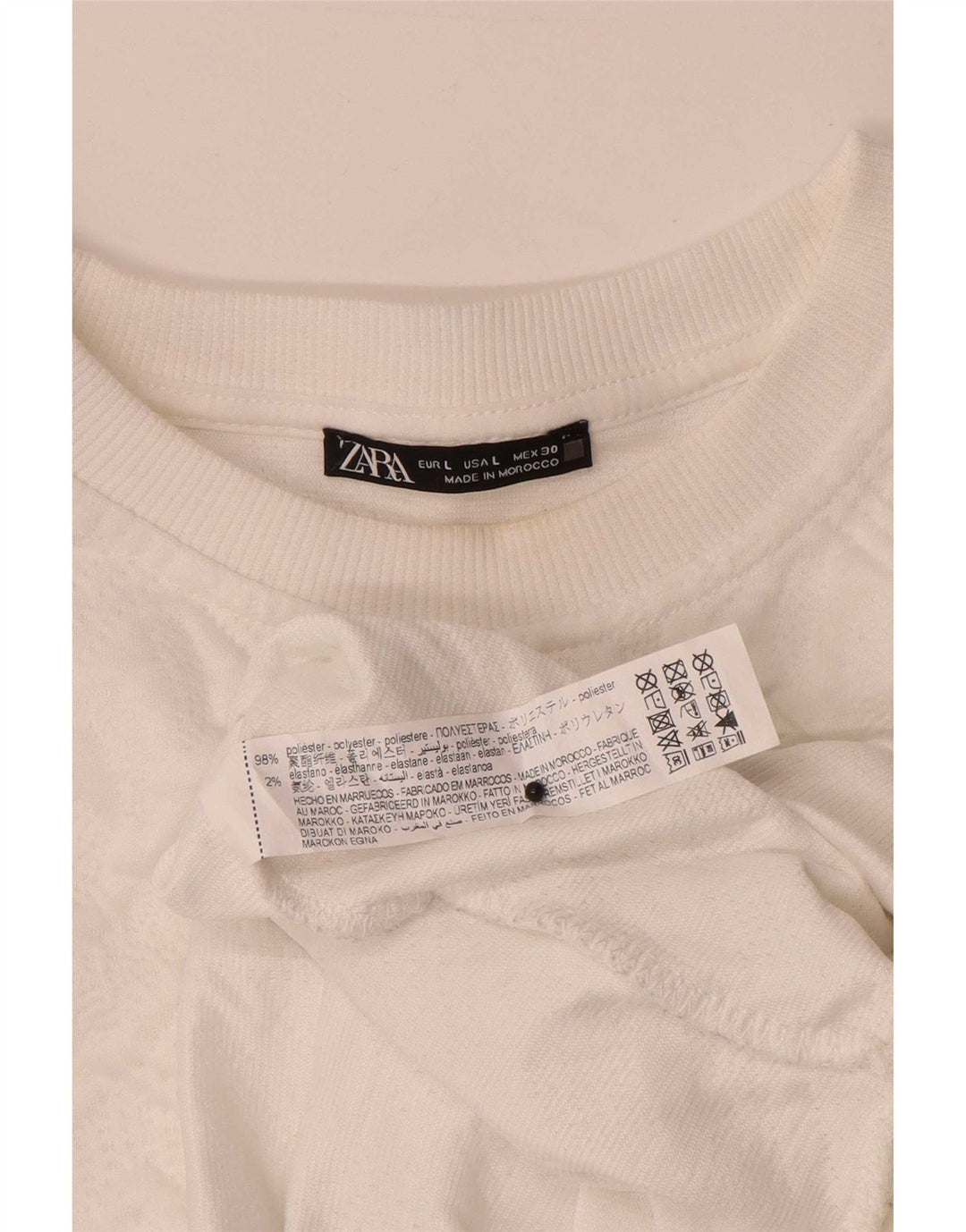 Übergroßer Sweatshirt-Pullover für Damen von Zara, Gr. 40, Größe L, weiß, geometrisch