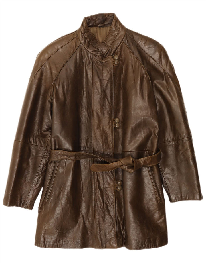 Vintage Damen Ledermantel IT 42 Mittelbraunes Leder