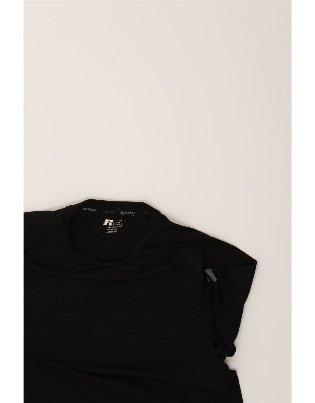 RUSSELL ATHLETIC Boys T-Shirt Top 14-15 Years XL Black Polyester Vintage Russell Athletic and Second-Hand Russell Athletic from Messina Hembry 