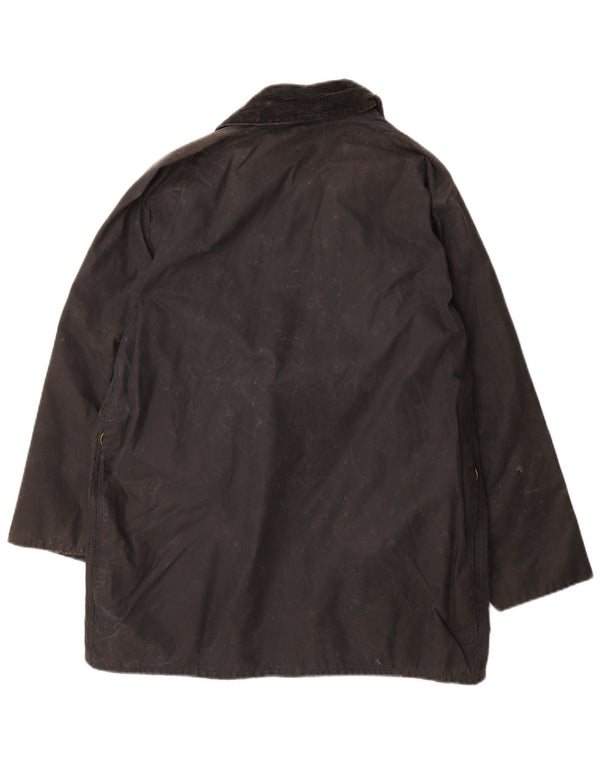 BARBOUR Mens Beaufort Waxed Cotton Jacket UK 38 Small Navy Blue Cotton