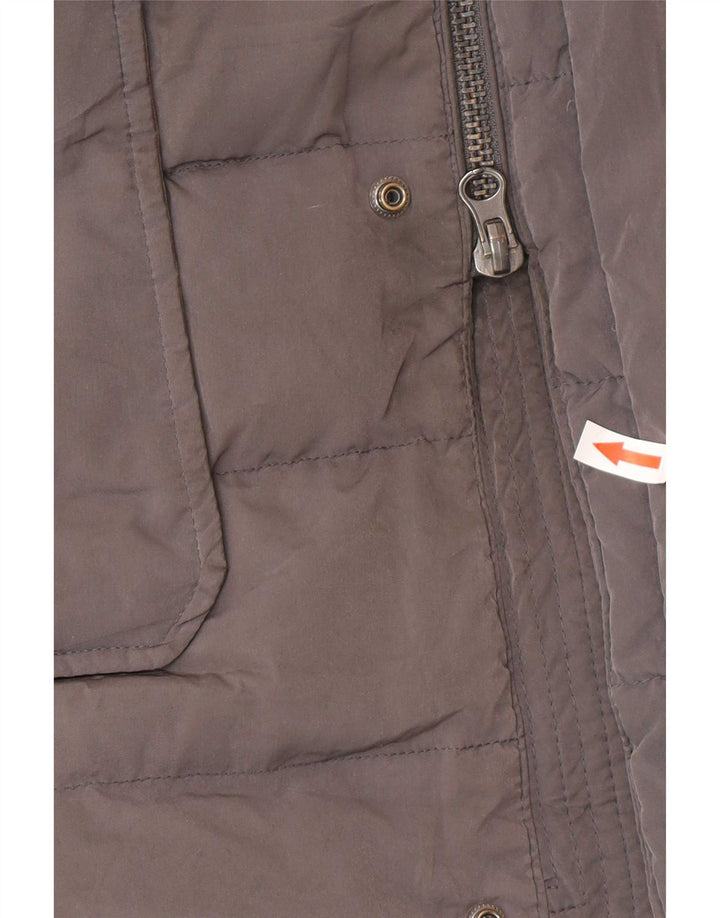 Massimo Dutti Wattierter Damenmantel mit Kapuze, UK 40, Größe L, grau, Polyester