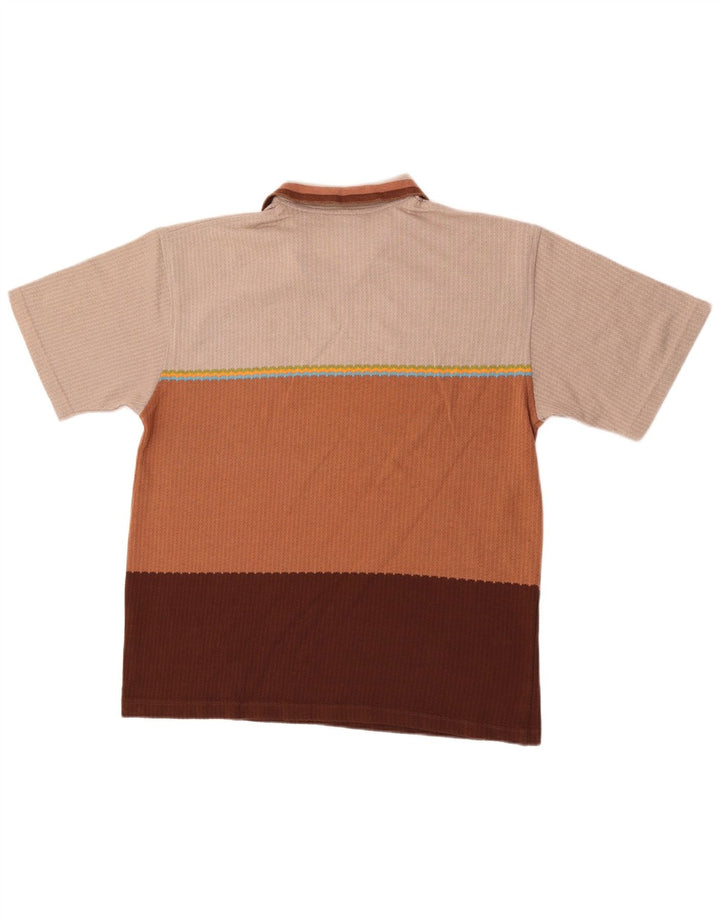 Vintage Herren-Poloshirt, mittelgroß, mehrfarbig, gestreift, Baumwolle