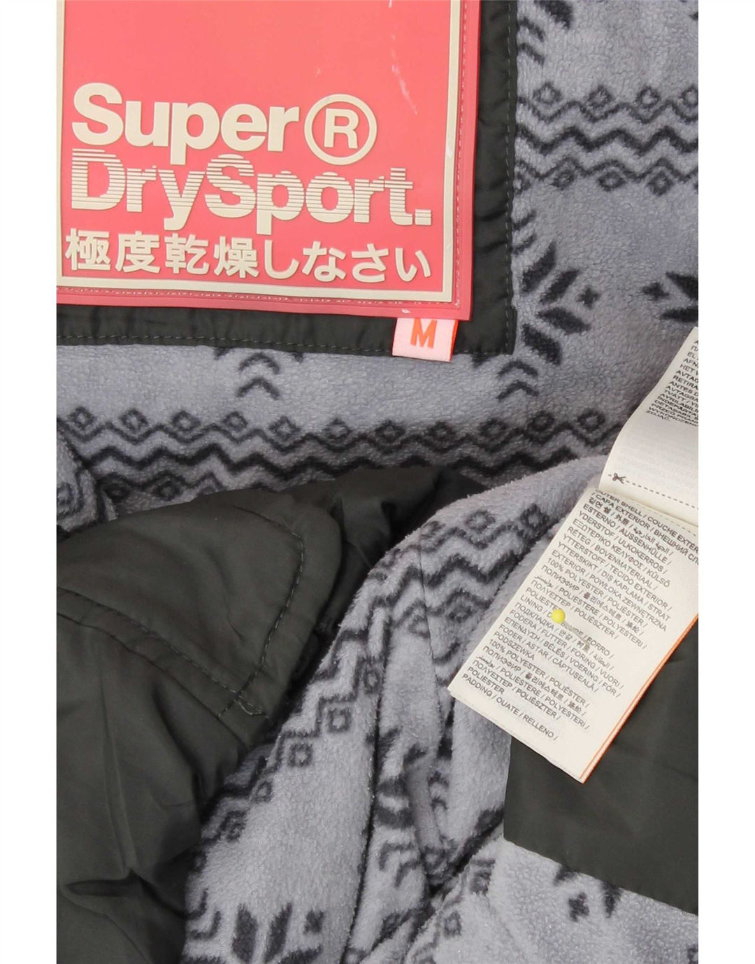 Superdry Wattierte Damenjacke mit Kapuze, UK 14, mittelgraues Polyester