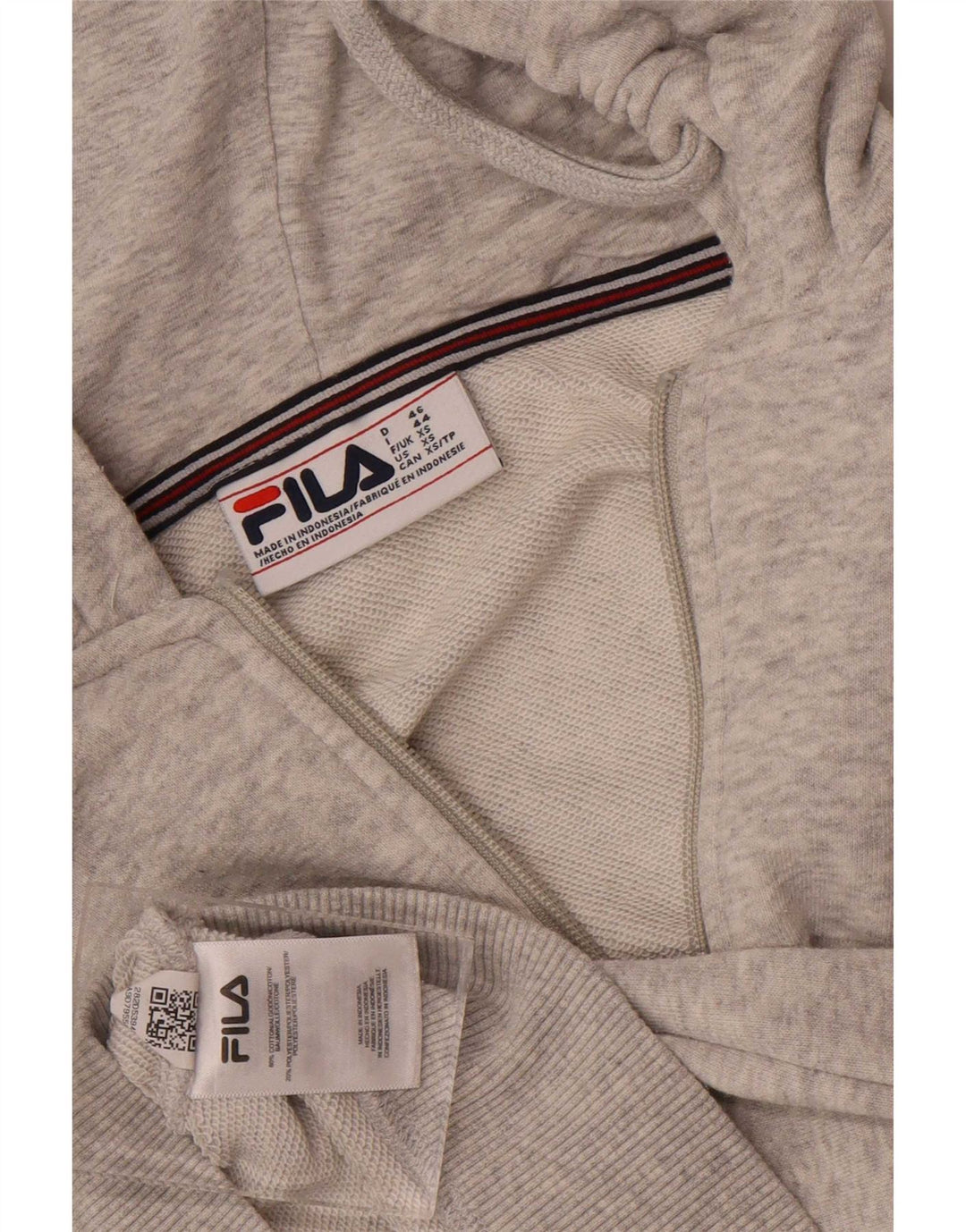 Fila Herren-Kapuzenpullover mit Reißverschluss, XS, graue Baumwolle