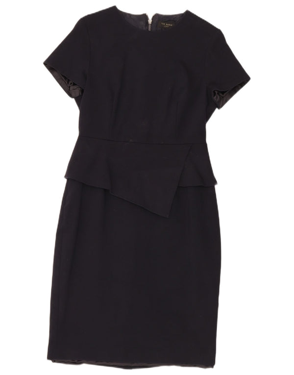Ted Baker Schößchenkleid für Damen, Größe 2, klein, marineblaue Baumwolle