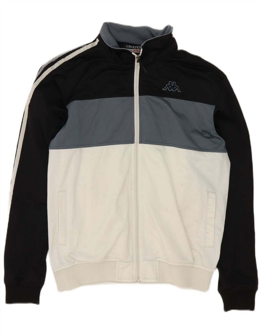 Kappa Herren-Trainingsanzug-Top-Jacke XL, weißes Farbblock-Polyester