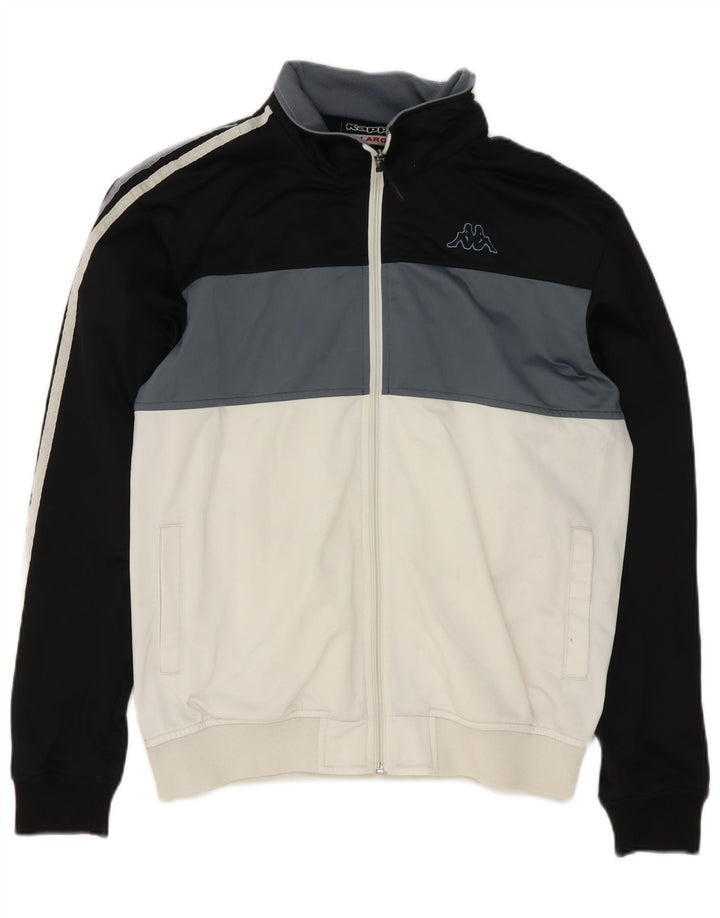 Kappa Herren-Trainingsanzug-Top-Jacke XL, weißes Farbblock-Polyester