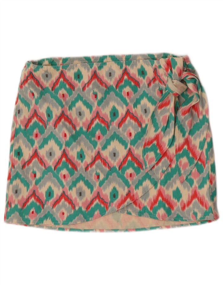 Zara Damen Wickelrock Medium W28 Mehrfarbige geometrische Baumwolle