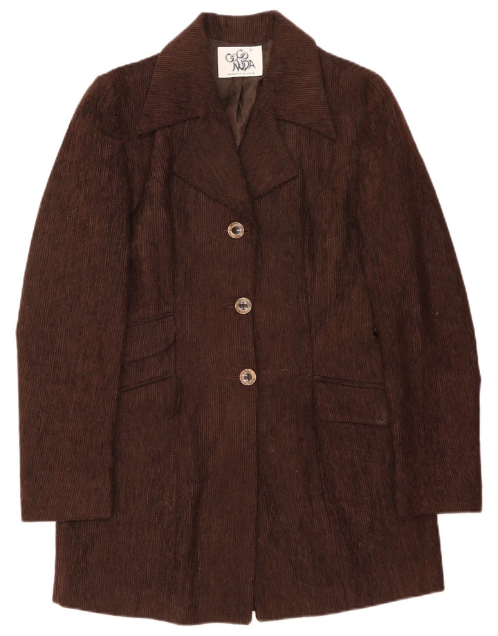 Coconuda Damen Longline Cord 3-Knopf-Blazerjacke UK 10 Small Braun