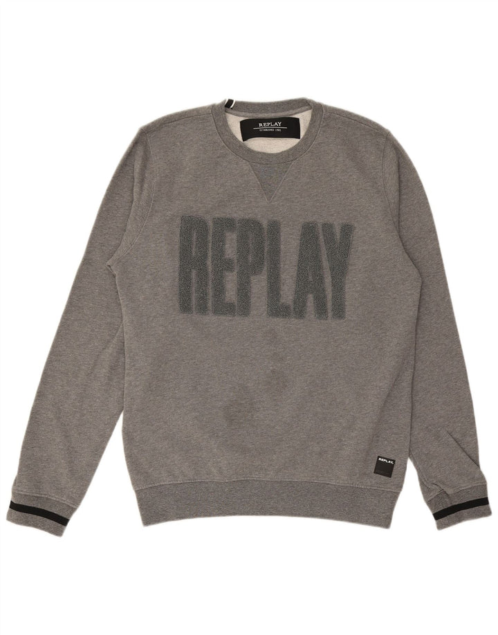 REPLAY Herren-Sweatshirt mit Grafik, Größe L, Grau