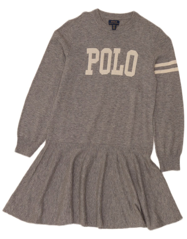 Polo Ralph Lauren Mädchen-Pulloverkleid mit Grafik, 15–16 Jahre, XL, Grau