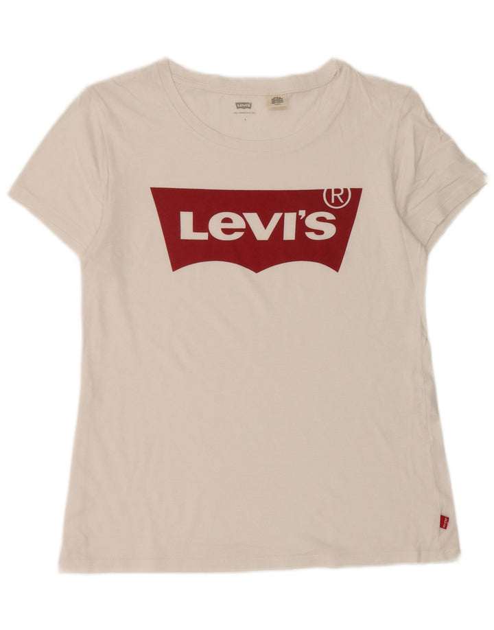 LEVI'S Damen-T-Shirt mit Grafik, UK 10, Größe S, Weiß