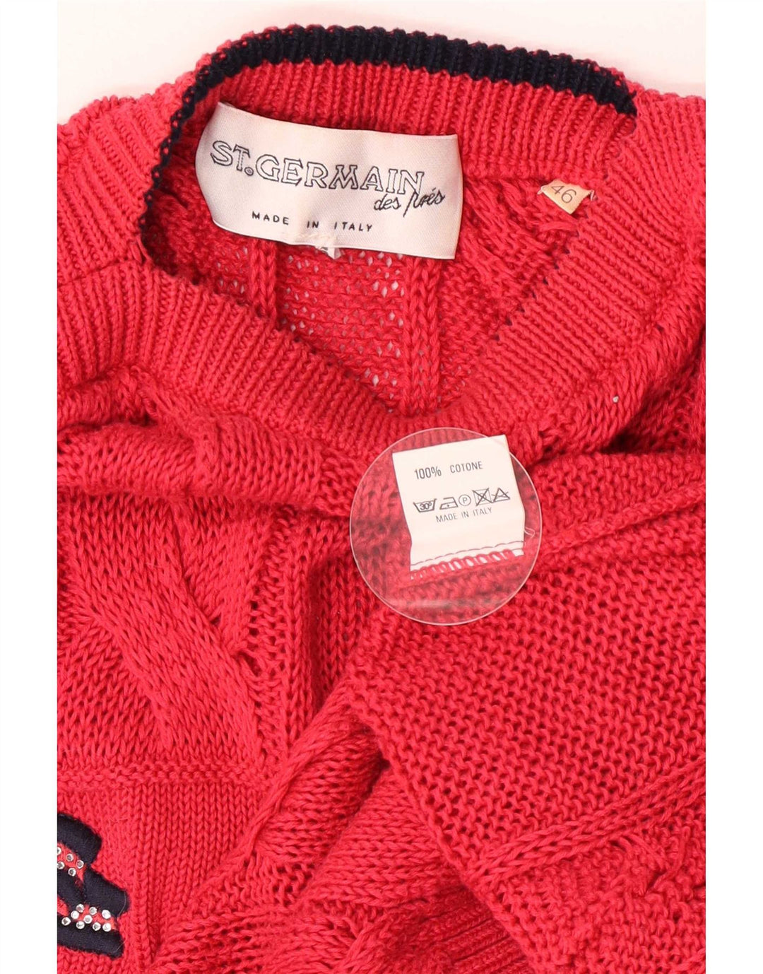 St. Germain Damen-Pullover mit grafischem U-Boot-Ausschnitt, IT 46, Größe L, Rot, klassisch