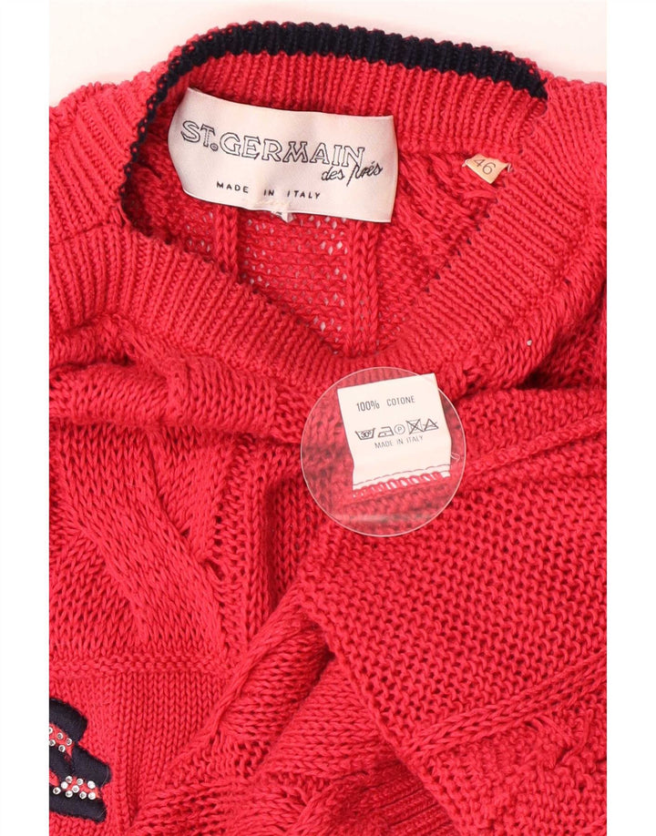 St. Germain Damen-Pullover mit grafischem U-Boot-Ausschnitt, IT 46, Größe L, Rot, klassisch