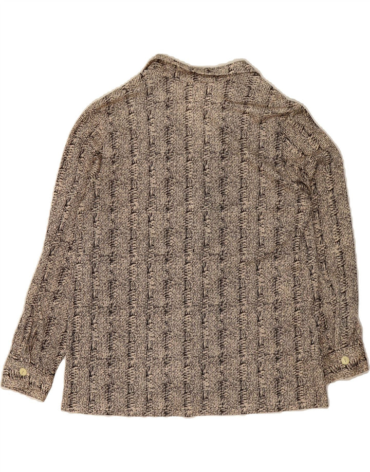 VINTAGE Womens Abstract Pattern Pullover Shirt UK 14 Medium Beige Vintage Vintage and Second-Hand Vintage from Messina Hembry 