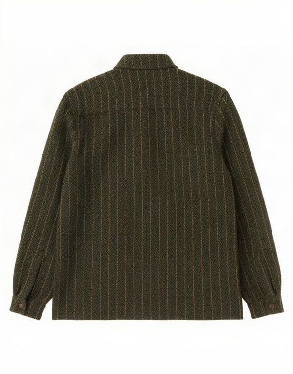 Scout Mens Overshirt Shirt Medium Green Striped Polyester