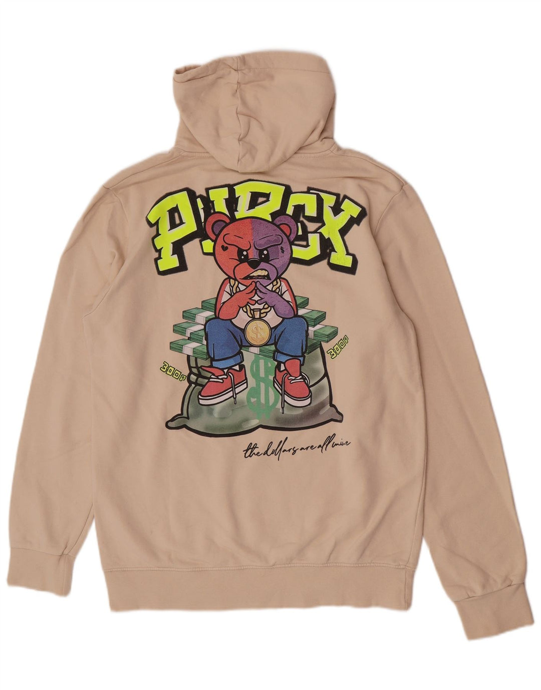 Pyrex Herren-Kapuzenpullover mit Grafik, XL, Beige, Baumwolle