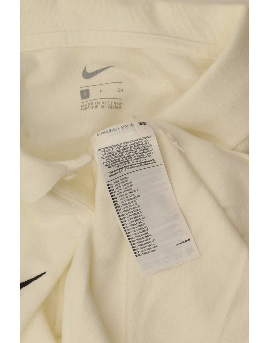 Nike Herren-Poloshirt, Größe S, cremefarbene Baumwolle