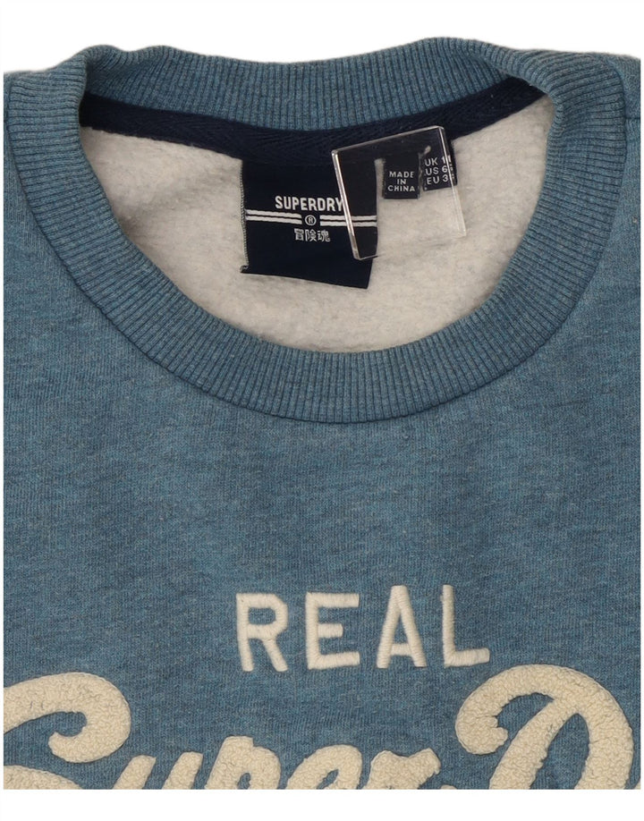 Superdry Grafik-Sweatshirtpullover für Damen, Gr. 10, Größe S, blau gefleckt