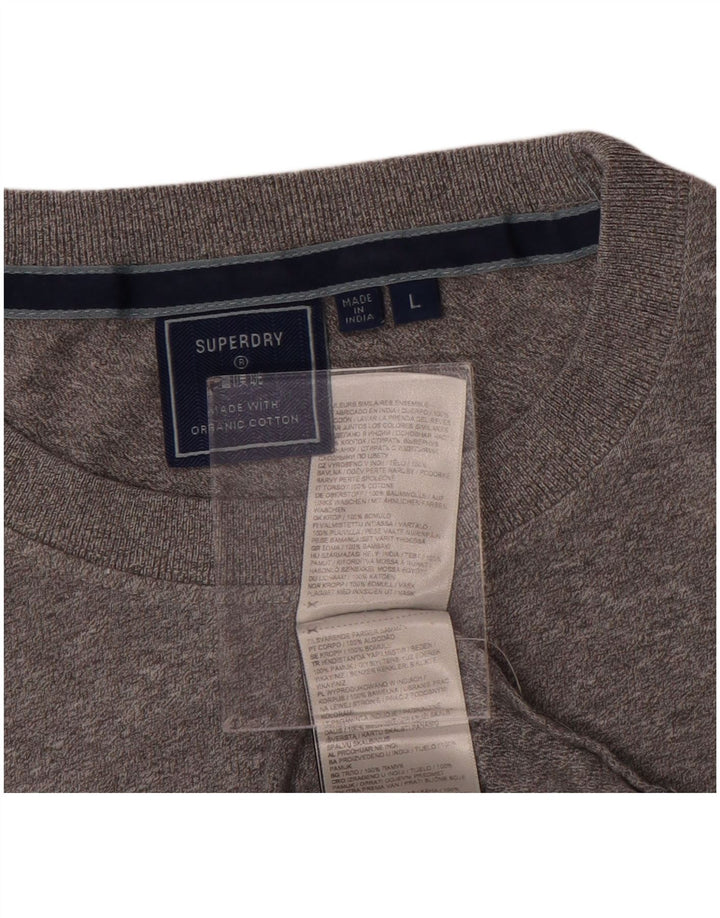 Superdry Damen T-Shirt-Oberteil UK 16 Large Grau gefleckte Baumwolle