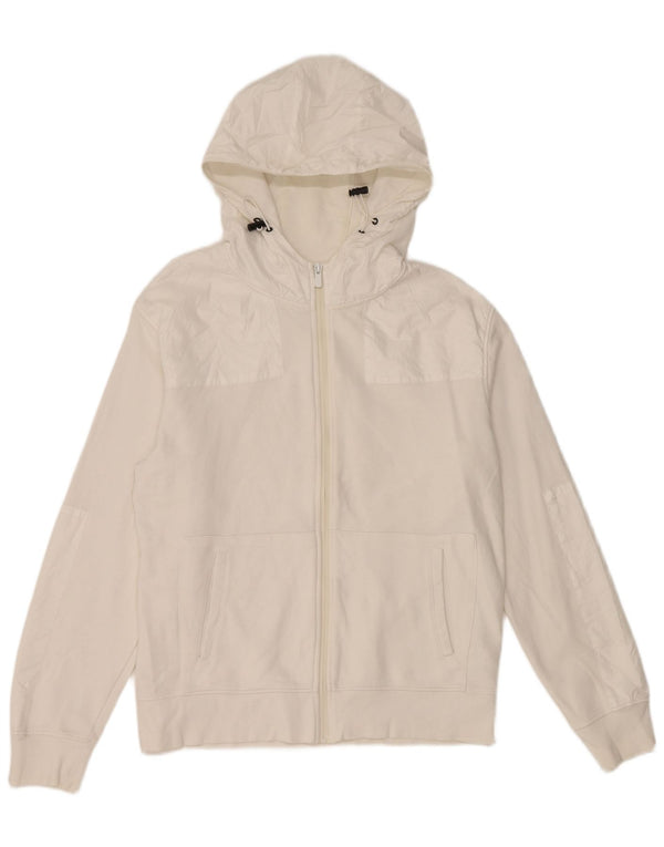 Zara Herren-Kapuzenpullover mit Reißverschluss, groß, aus weißer Baumwolle