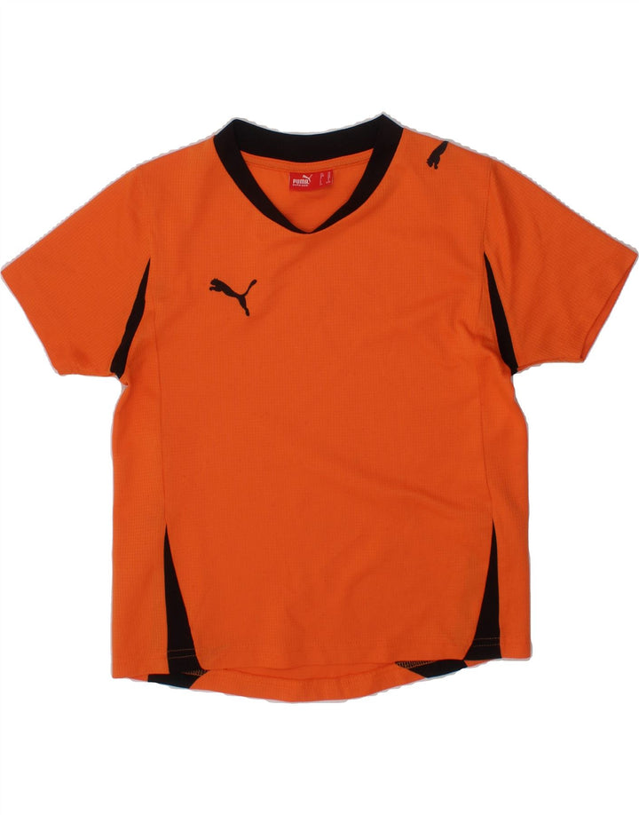 PUMA Boys T-Shirt Top 7-8 Years Orange Colourblock Vintage Puma and Second-Hand Puma from Messina Hembry 