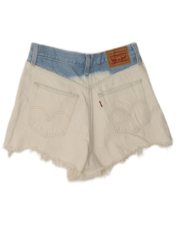 Levi's Damen-Jeansshorts mit hoher Taille, W27, Größe S, weiße Colourblock-Baumwolle