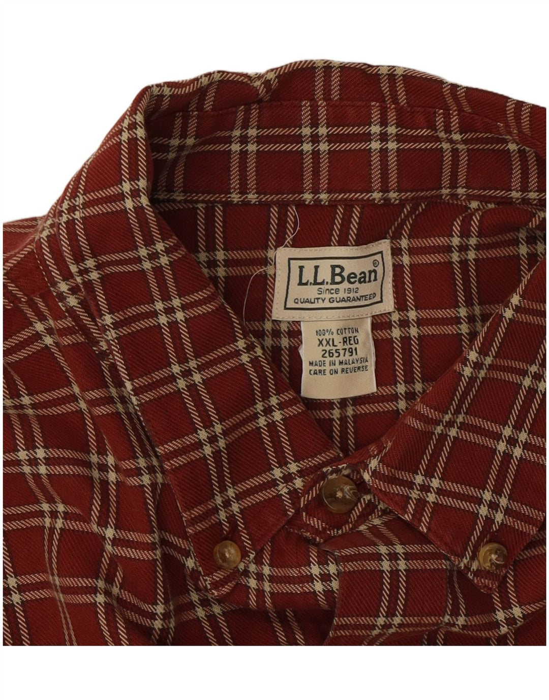 L.L.Bean Herren-Flanellhemd mit lockerer Passform, 2XL, rot kariert, Baumwolle