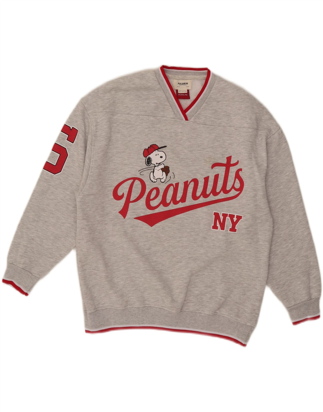 Pull & Bear Herren-Sweatshirt mit Peanuts-Grafik, Größe S, Grau, Baumwolle
