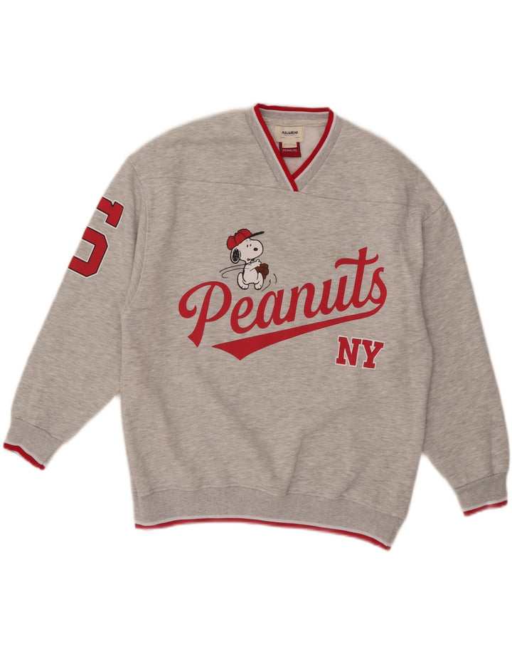 Pull & Bear Herren-Sweatshirt mit Peanuts-Grafik, Größe S, Grau, Baumwolle