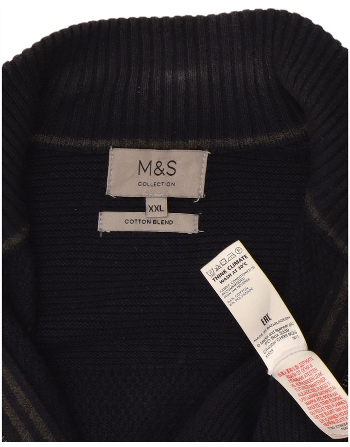 Marks & Spencer Herren Strickjacke 2XL Marineblau Baumwolle