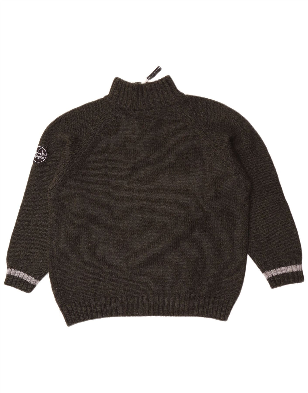 Murphy & Nye Herren-Pullover mit Reißverschluss am Hals, mittelgrün gestreift