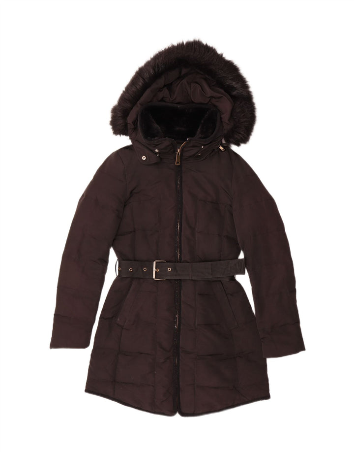 Zara Damen Kapuzenmantel, gepolstert, Gr. 6, XS, Schwarz