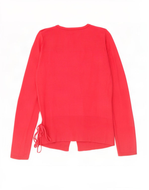 Benetton Womens Wrap Cardigan Sweater UK 14 Mittelrosa Baumwolle