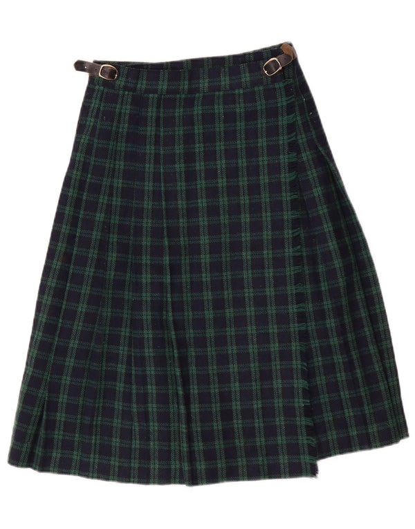 Brummell Wickelrock für Mädchen, 9–10 Jahre, W22, grün karierte Wolle