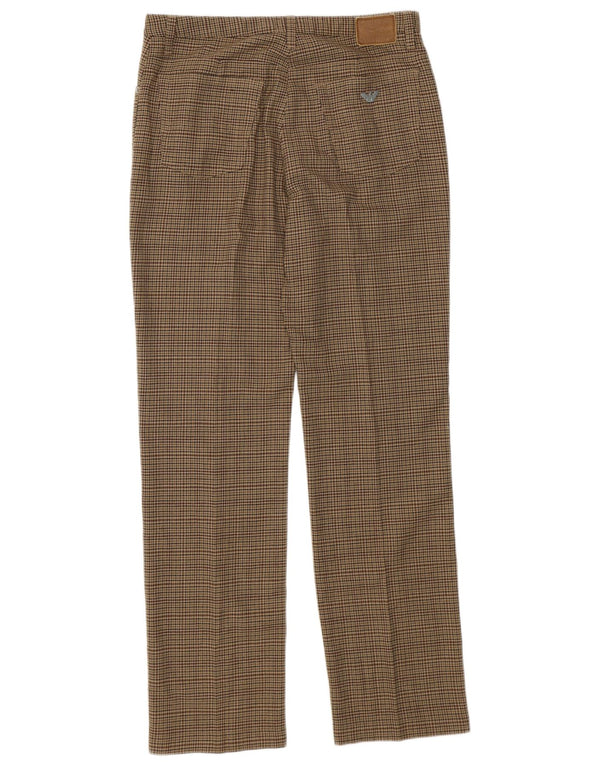 Armani Damen gerade Freizeithose W31 L30 grünes Hahnentritt-Polyester