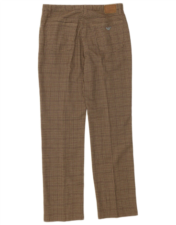 Armani Damen gerade Freizeithose W31 L30 grünes Hahnentritt-Polyester