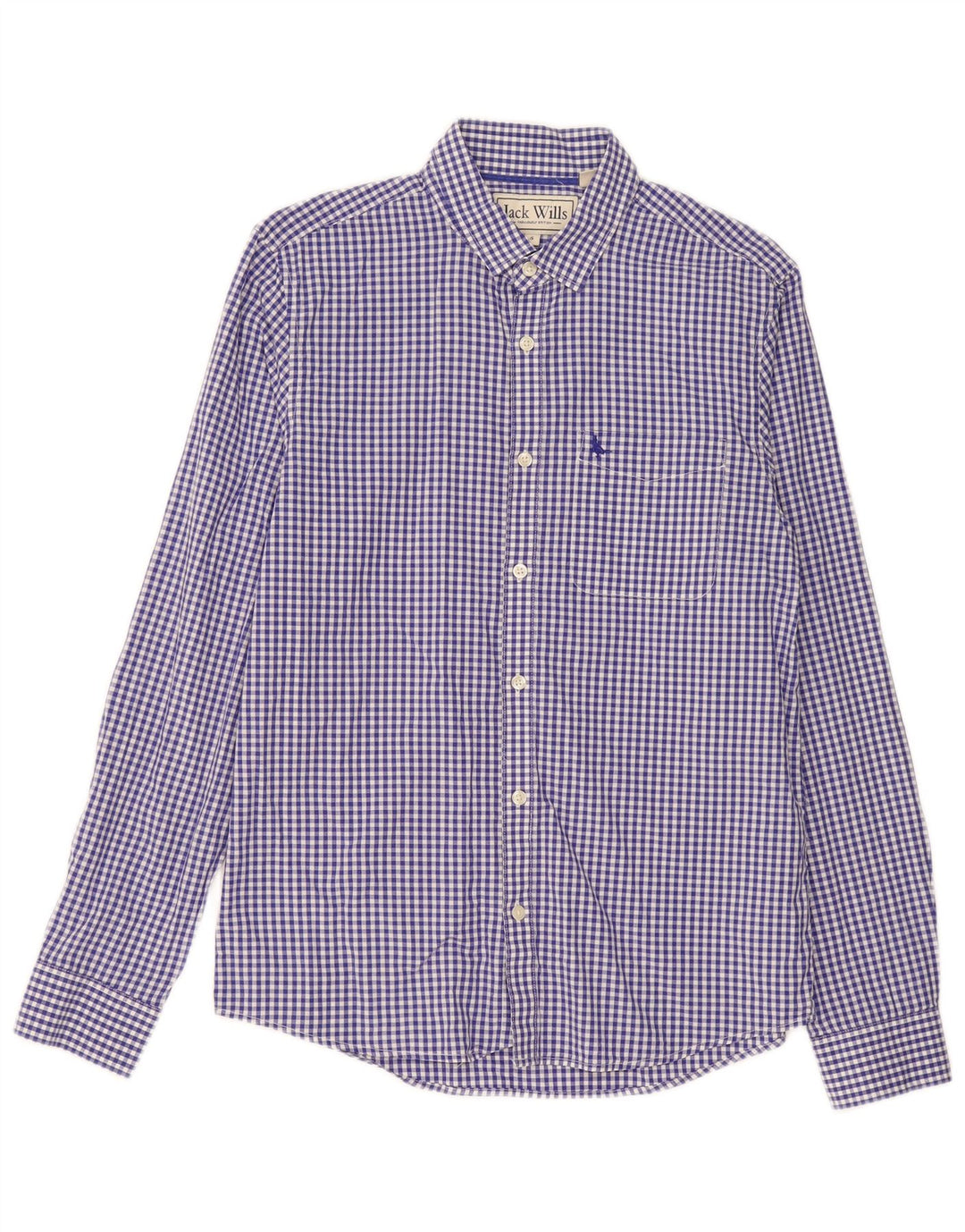 Jack Wills Herren-Hemd mit klassischer Passform, klein, blau, Gingham-Baumwolle