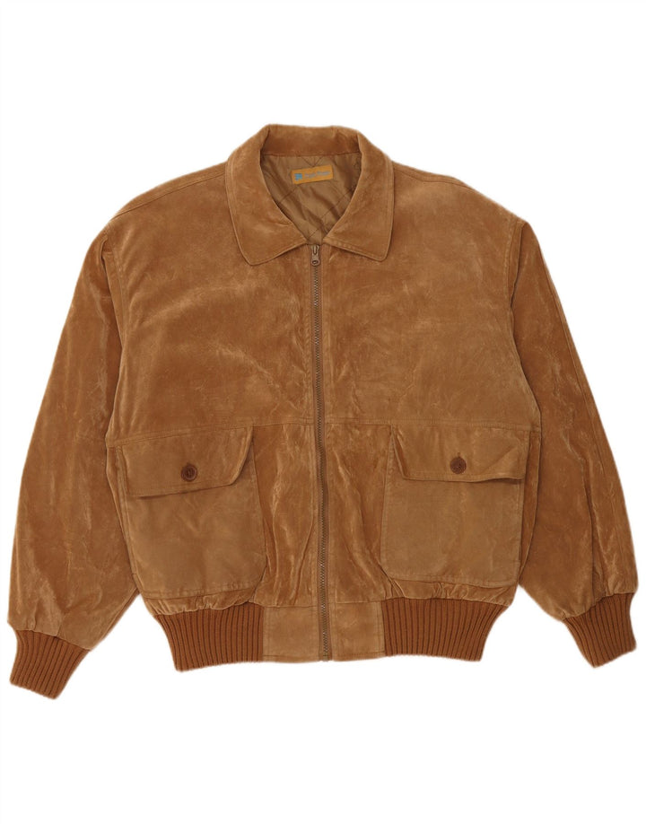 VINTAGE Herren Bomberjacke UK 42 XL Braunes Polyester