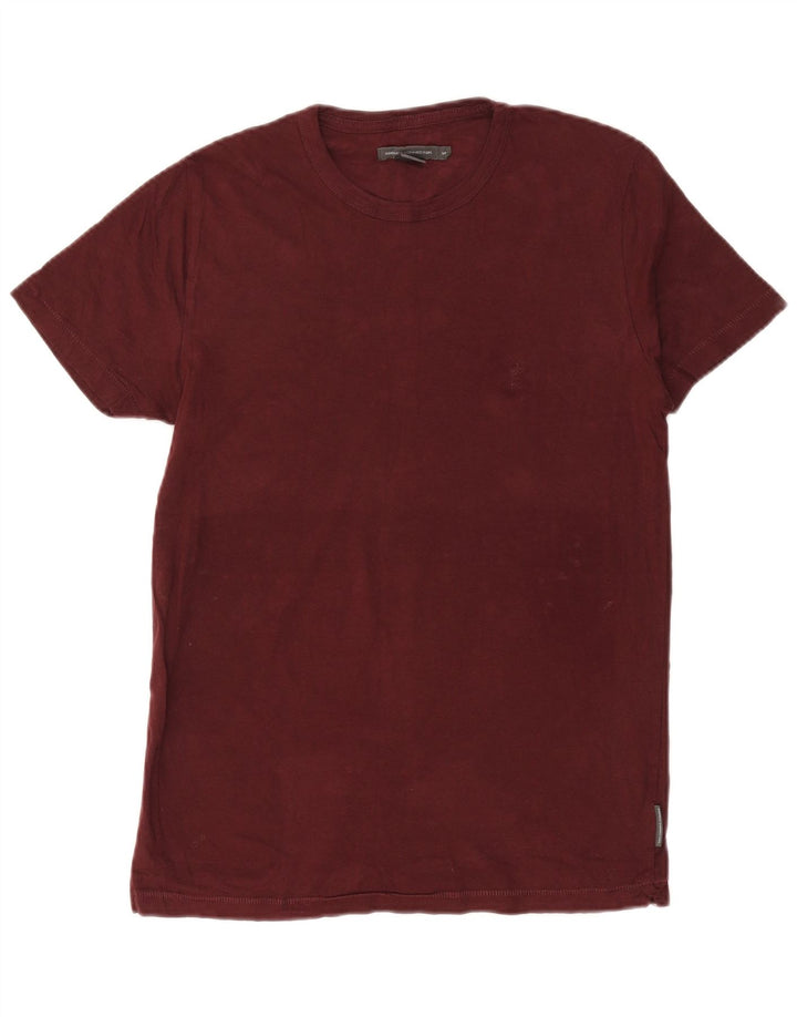 French Connection Herren-T-Shirt-Oberteil, mittelgroß, Burgunderrot, Baumwolle