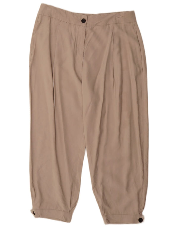 Zara Damen-Hose mit hoher Taille, XL, W36, L28, beige Viskose