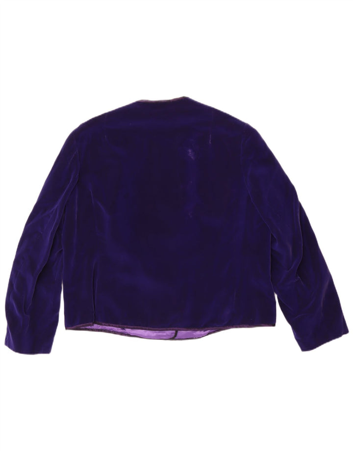 Vintage Damen 5-Knopf-Samt-Blazerjacke UK 14 Mittellila