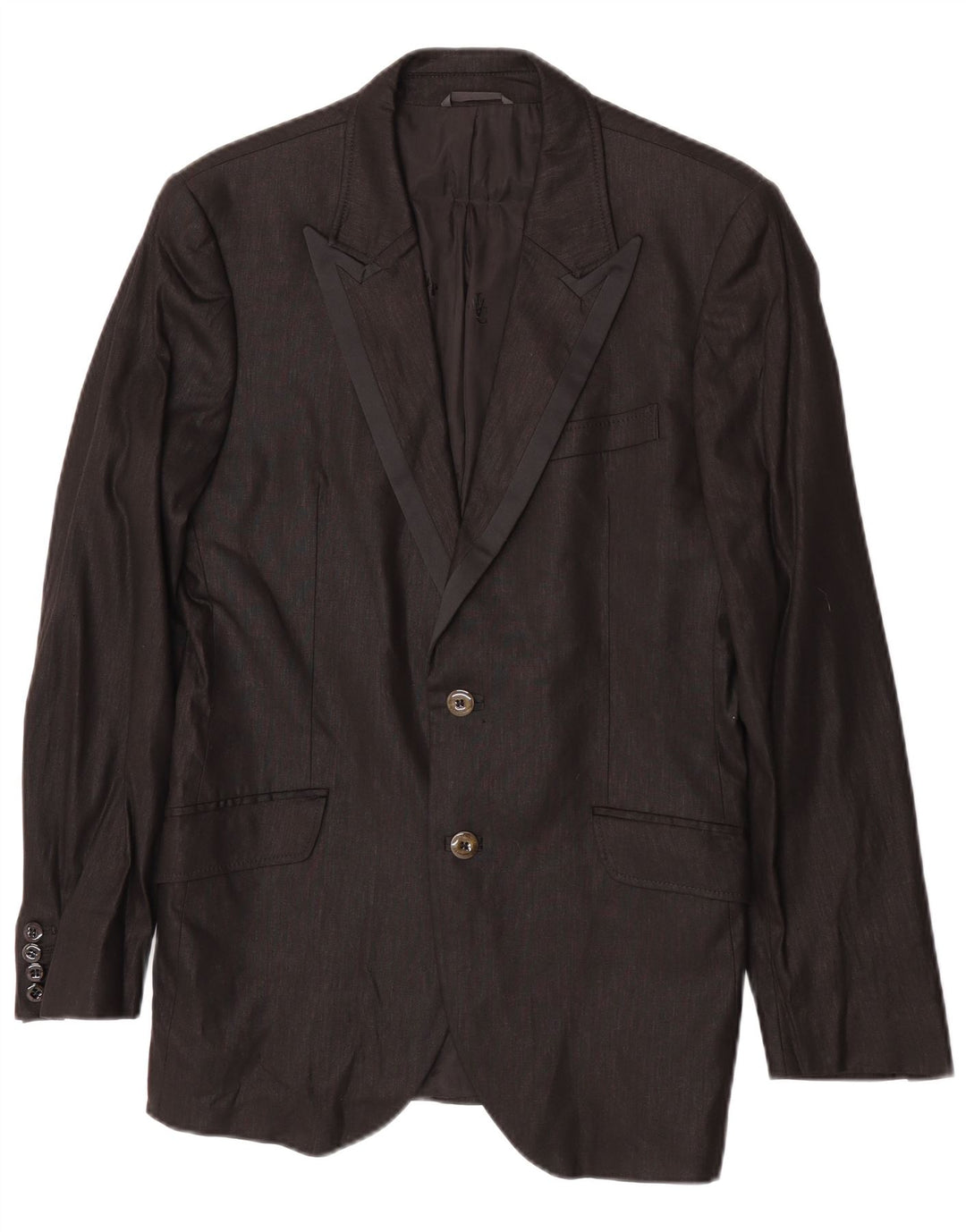 Versace Herren-Blazer mit 2 Knöpfen, IT 48, mittelschwarz, Leinen, klassisch