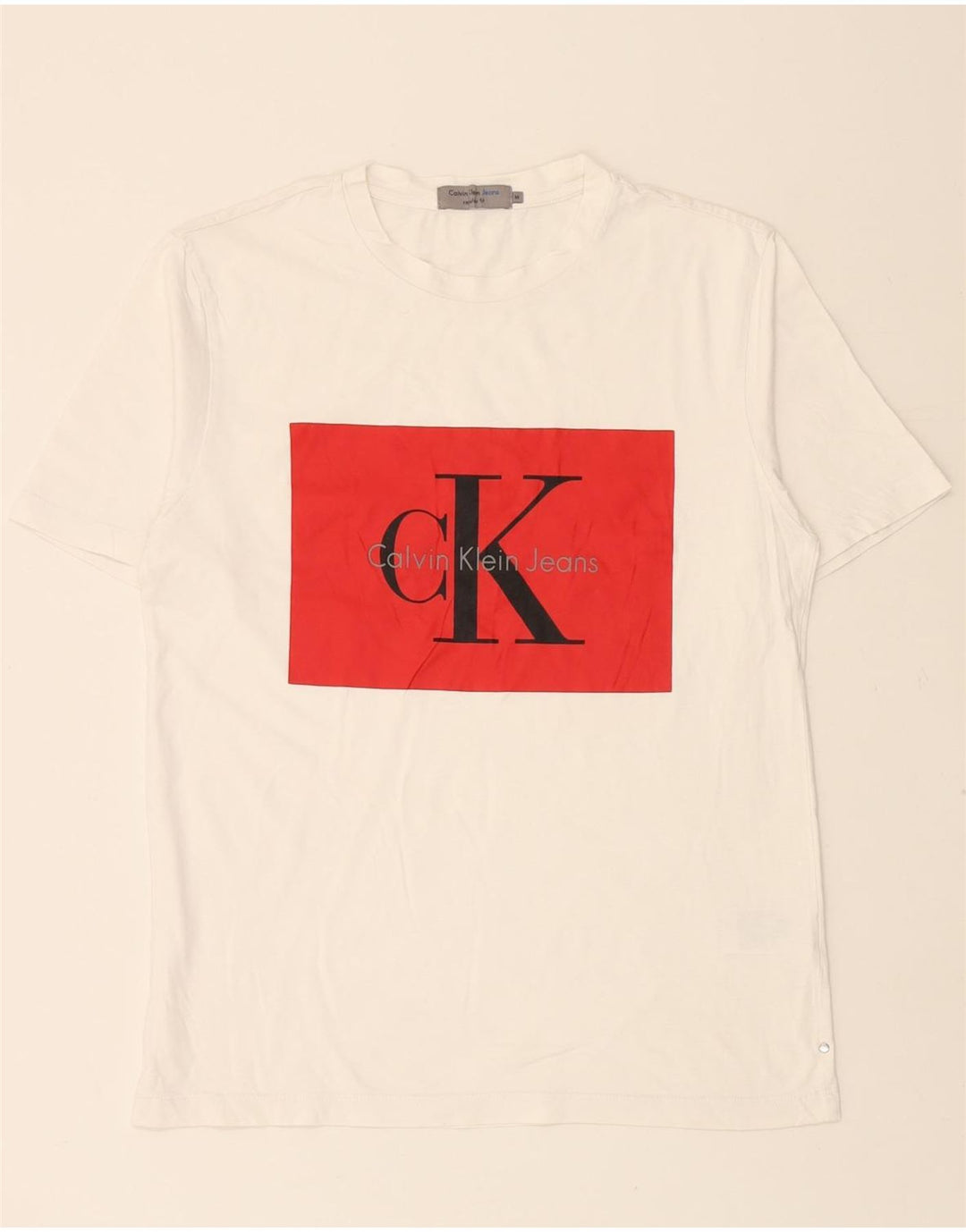CALVIN KLEIN JEANS Herren-T-Shirt mit normaler Passform und Grafik, Mittelweiß