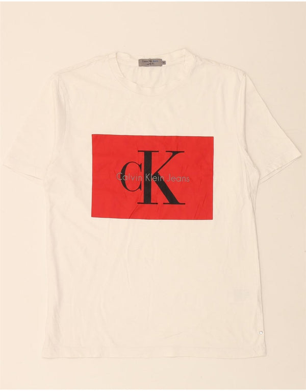 CALVIN KLEIN JEANS Herren-T-Shirt mit normaler Passform und Grafik, Mittelweiß
