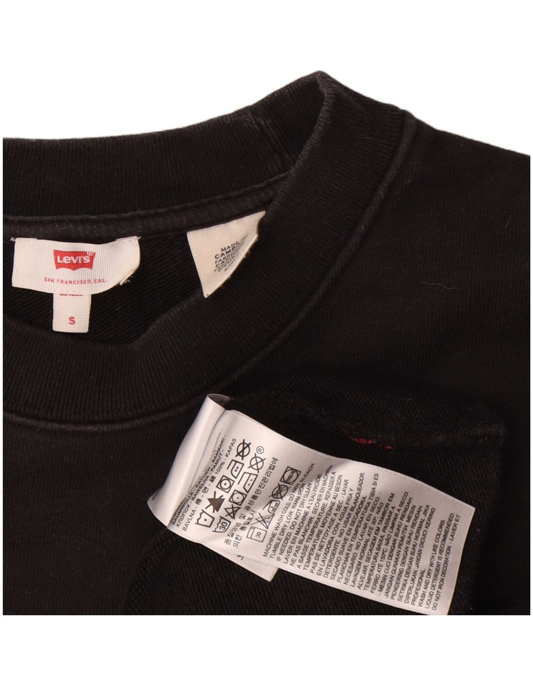 Levi's Damen Crop Oversized Graphic Top Langarm UK 10 Small Schwarz