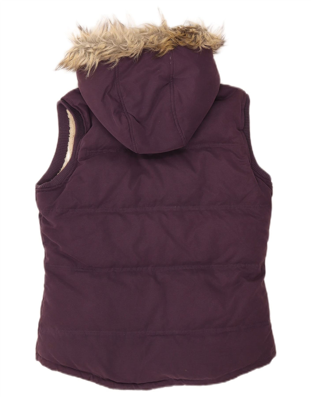 Fat Face wattierte Damen-Weste mit Kapuze, UK 12, Mittelviolett, Polyester