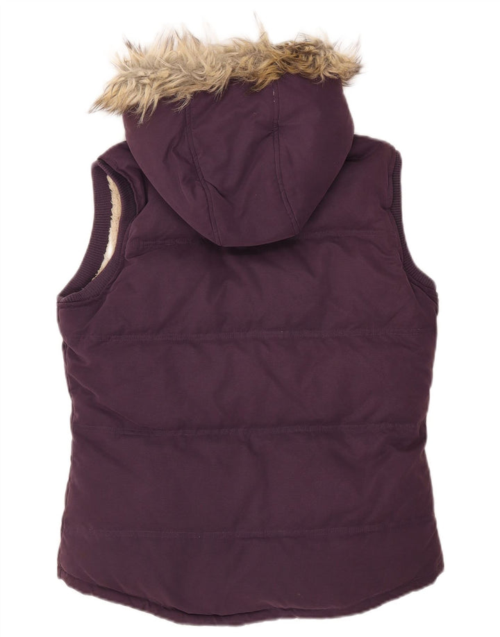 Fat Face wattierte Damen-Weste mit Kapuze, UK 12, Mittelviolett, Polyester