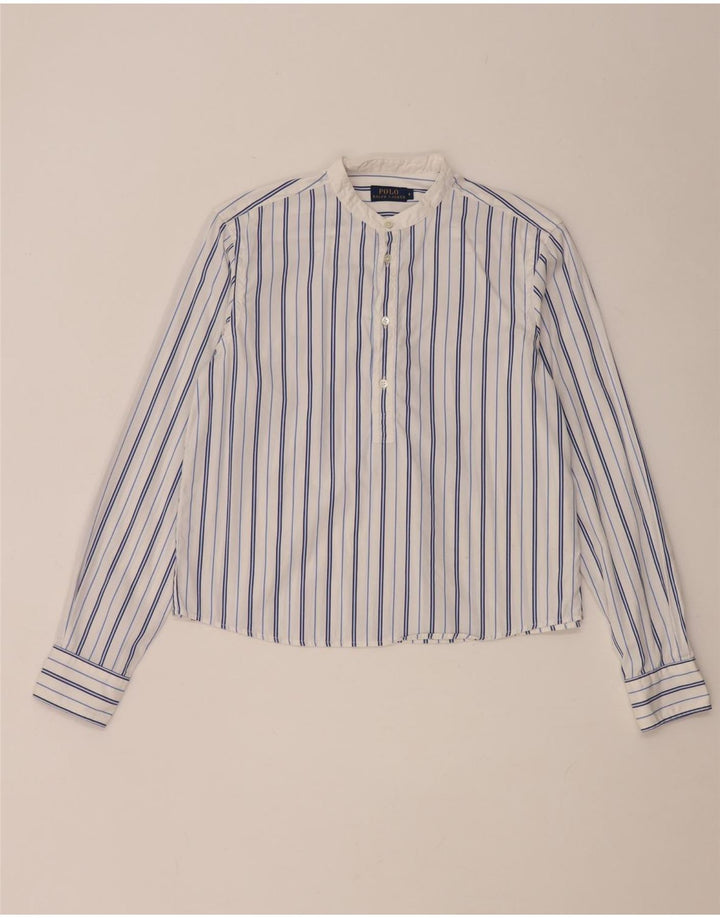 Polo Ralph Lauren Damen-Pullover-Hemd, US 4, klein, weiß gestreift, Baumwolle