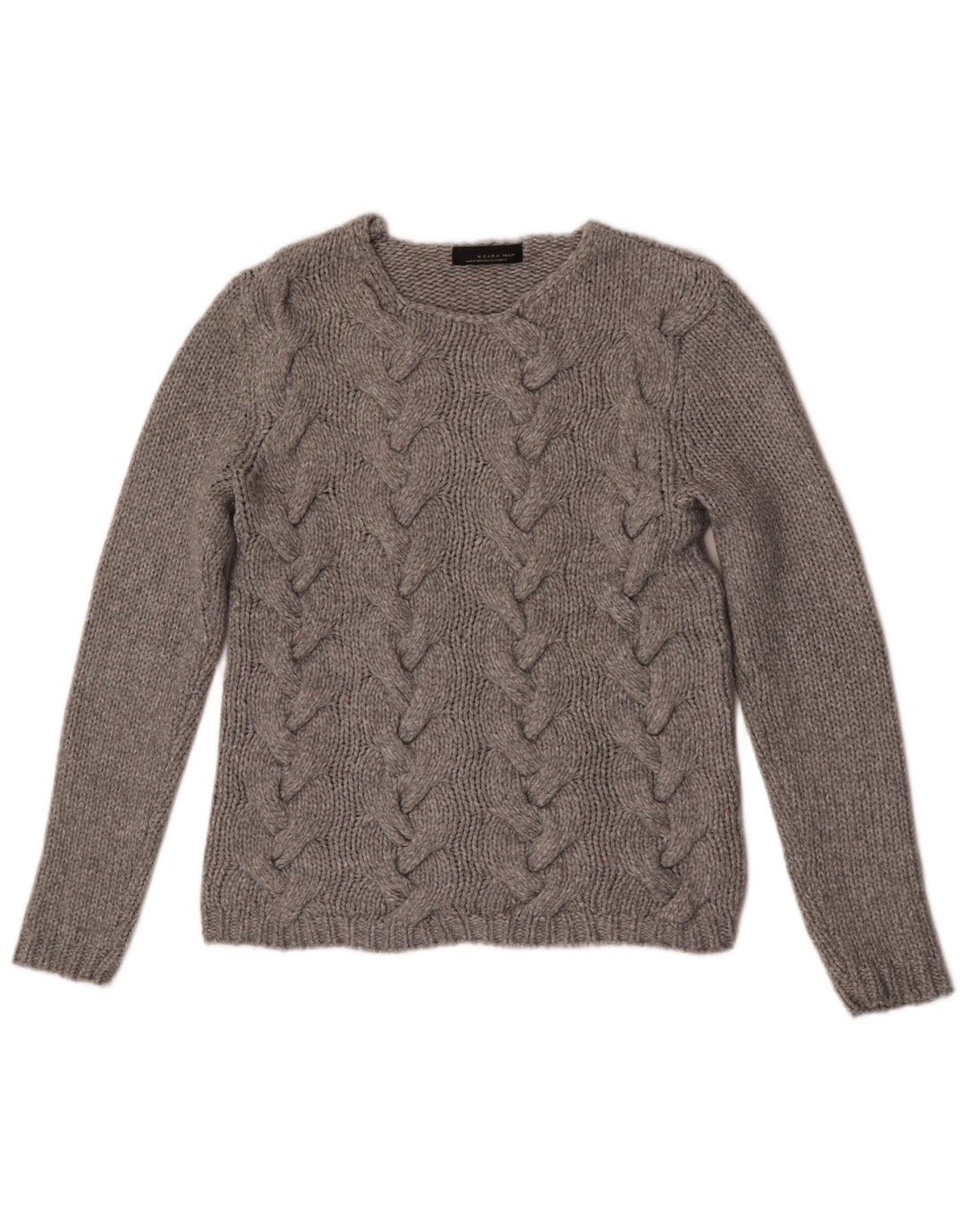 Zara Herren-Pullover mit Rundhalsausschnitt, großes graues Nylon